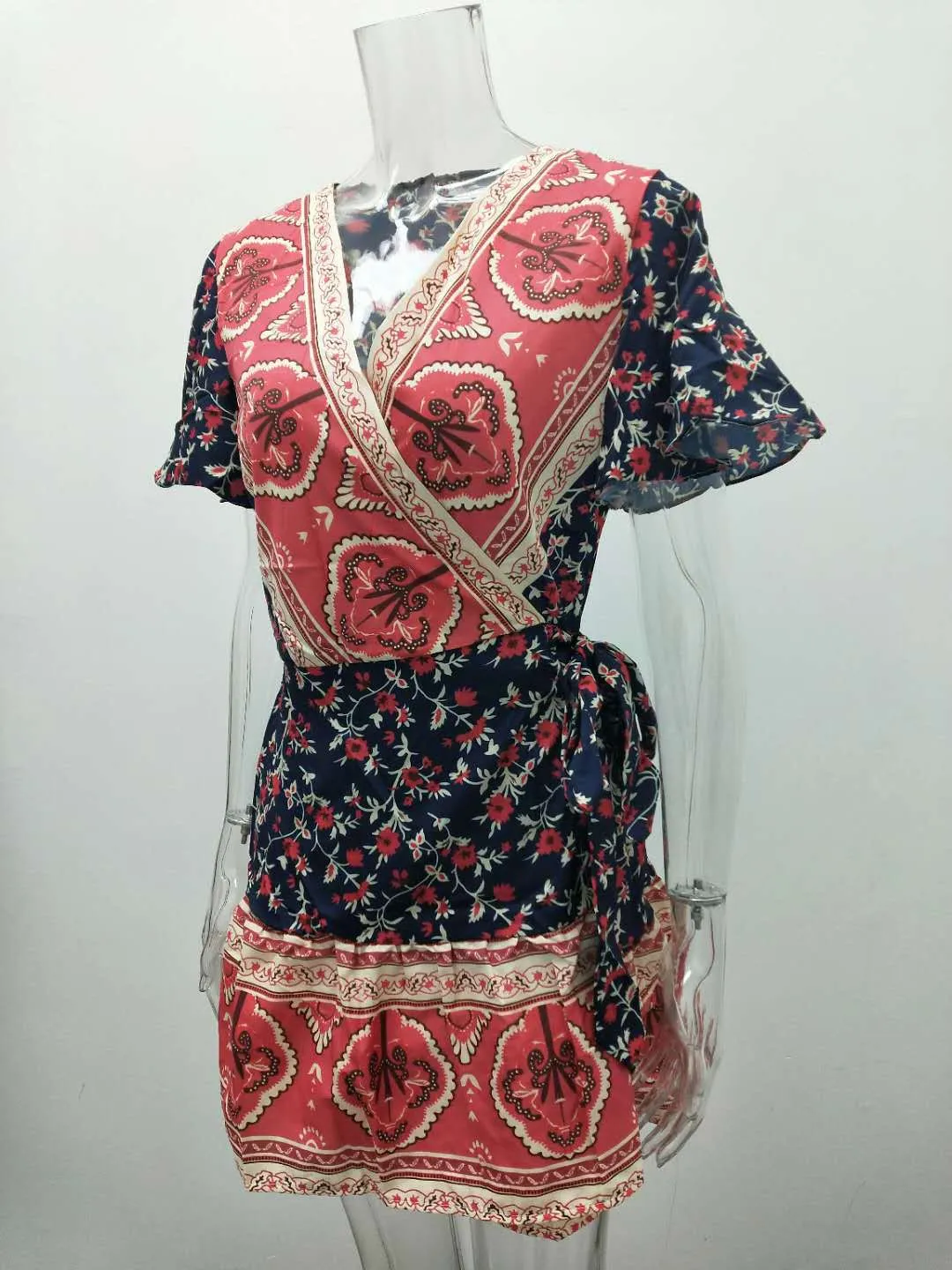 Women's summer new holiday print bohemian dress