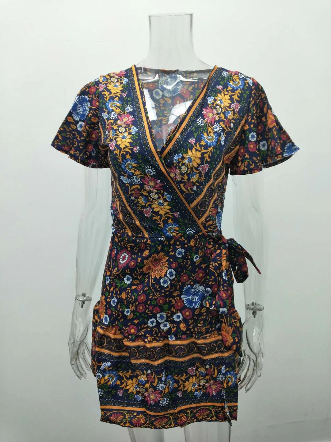 Women's summer new holiday print bohemian dress