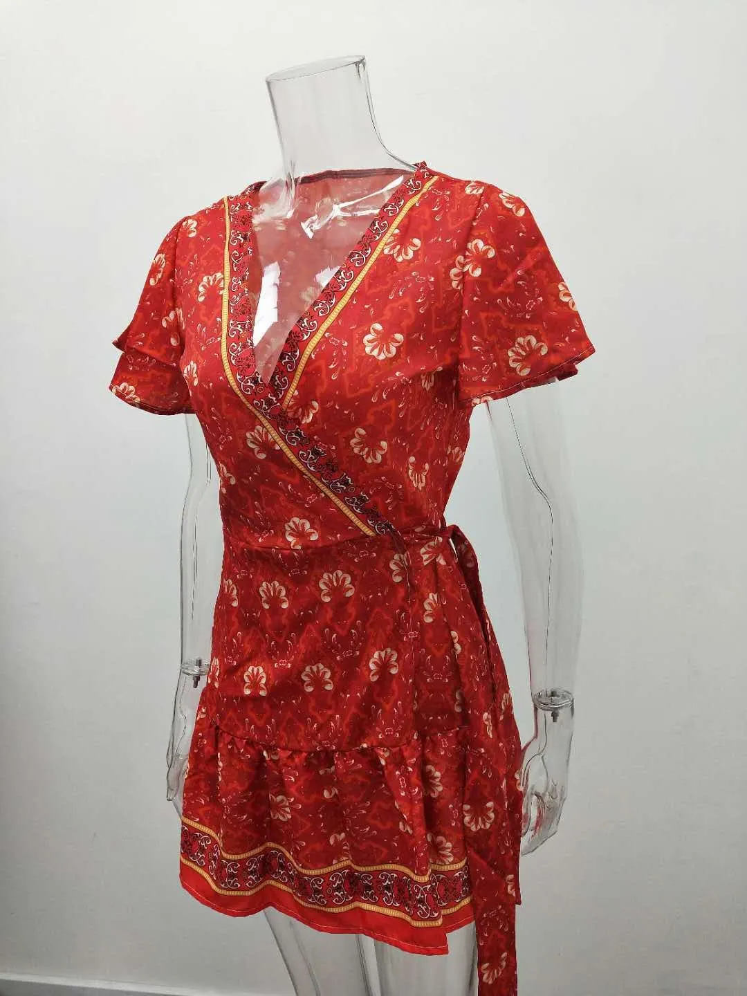 Women's summer new holiday print bohemian dress