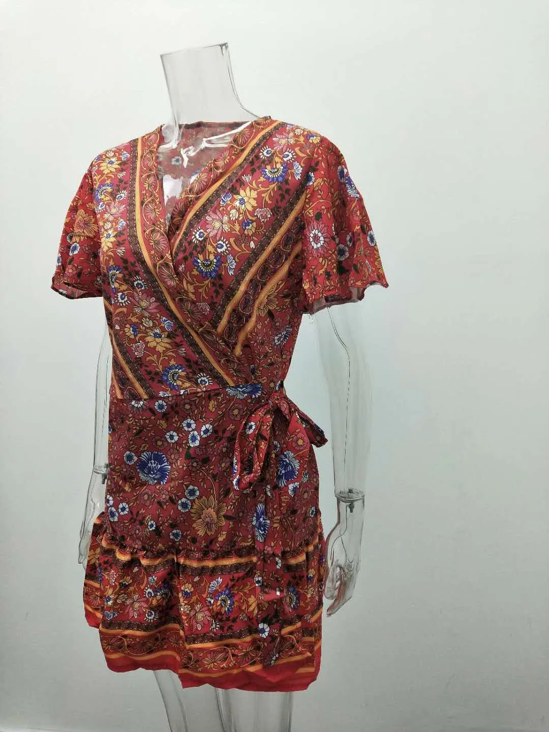 Women's summer new holiday print bohemian dress