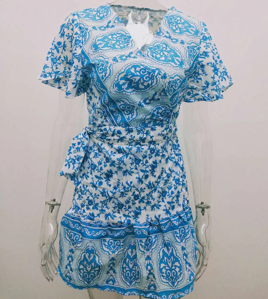 Women's summer new holiday print bohemian dress