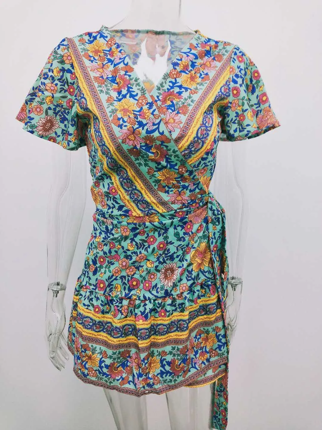 Women's summer new holiday print bohemian dress
