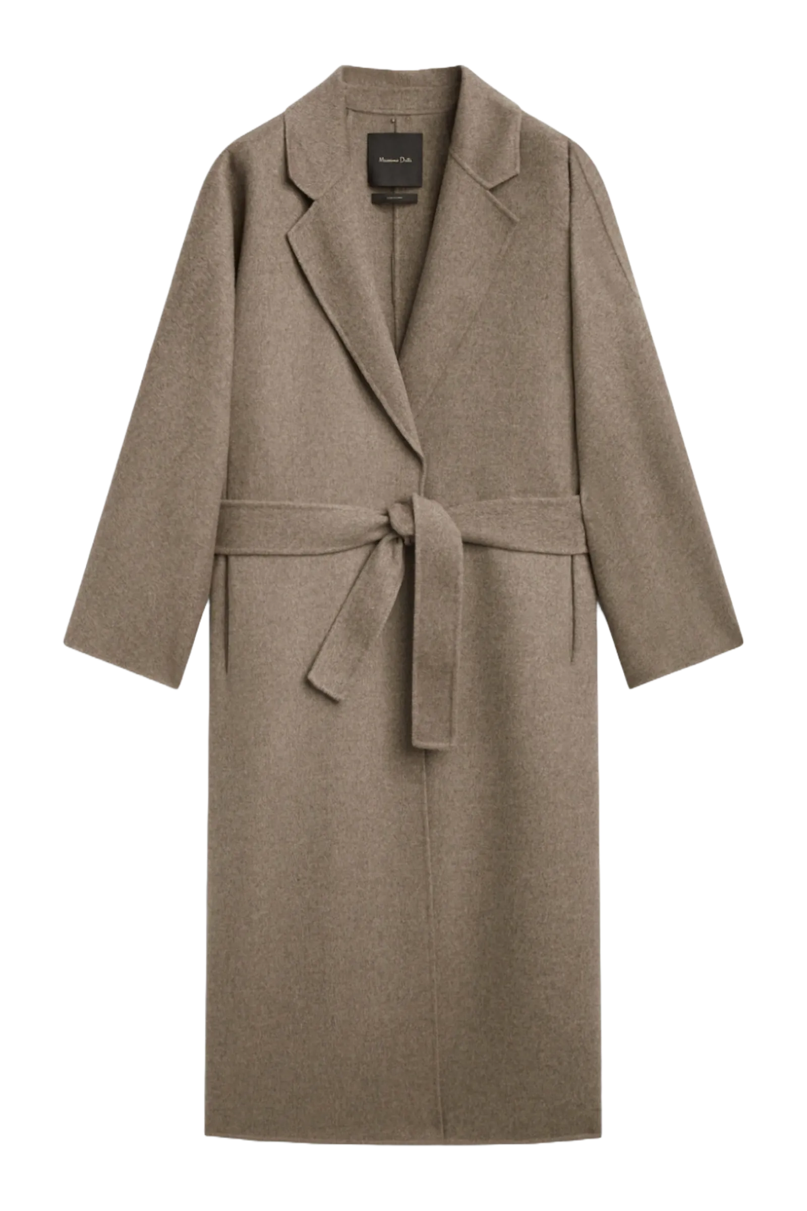 Wool Blend Robe Coat With Hidden Belt