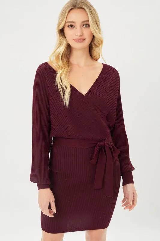 WRAPPED SWEATER DRESS